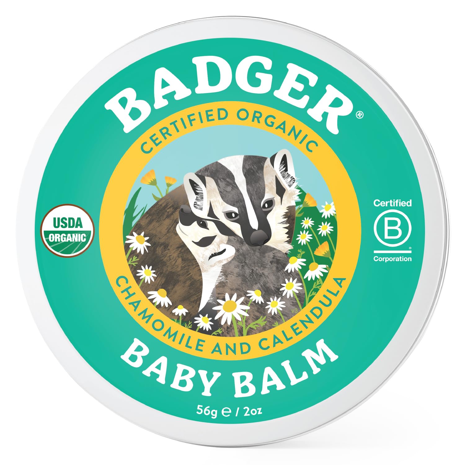 Badger Baby Balm w Chamomile Calendula All Organic Baby Moisturizer for Cradle Cap Diaper Rash Soothing Nourishing Gentle Baby Skin Care Concentrated Baby Lotion for Newborn to Toddler 2 oz