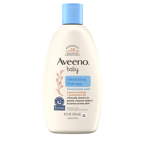 Aveeno Baby Cleansing Therapy Moisturizing Baby Body Wash with Natural Oatmeal & ProVitamin B5 Gentle Tear-Free Baby Bath Wash for Sensitive & Eczema-Prone Skin Hypoallergenic 8 oz