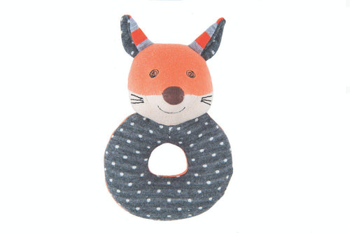 Apple Park Organic Farm Buddies - Frenchy Fox Teething Rattle Baby Toy for Infants - Hypoallergenic 100% Organic Cotton