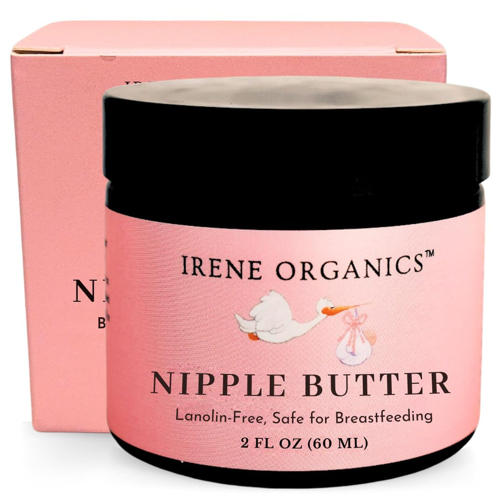 Organic Soothing Nipple Butter for Safe Breastfeeding by Irene Organics Lanolin-free Award Winning Postpartum Brand for New Mothers