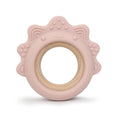 Arudyo Baby Teething Toys Silicone Teethers with Wooden Ring Baby Teether Sensory Toys (Dinosaur Pink)
