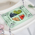 Platinum Food Grade Silicone Plates with Strong Suction for Baby & Toddlers Baby Placemats with 4 Toy Straps to Secure Baby Essentials Baby Led Weaning Self Feeding Dishwasher Safe (Green)