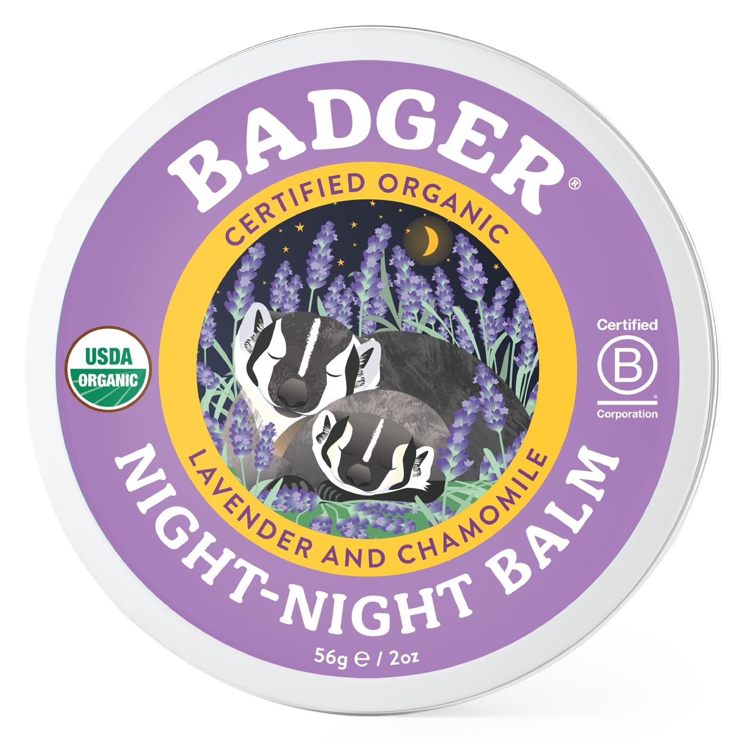 Badger - Night Night Balm Chamomile & Lavender Natural Sleep Balm for Kids Scented Relaxing Balm for Children Kids Organic Sleep Balm 2 oz