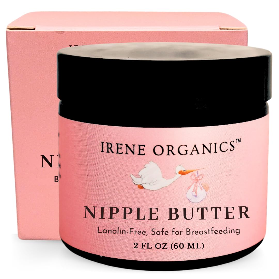 Organic Soothing Nipple Butter for Safe Breastfeeding by Irene Organics Lanolin-free Award Winning Postpartum Brand for New Mothers