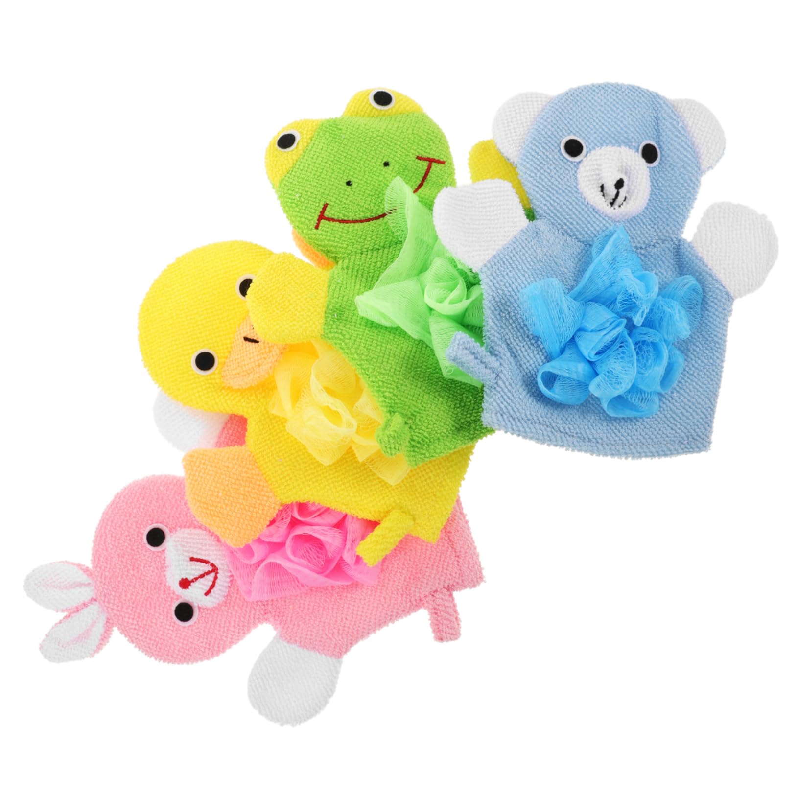 AOKWAWALIY 4pcs Bath Ball Lovely Bath Glove Cute Hand Puppets Kids Bath Mitt Bath Sponges Exfoliating Body Scrubber Bathing Glove Loofah Childrens Gloves Wash Glove or Take a Bath Tub Baby