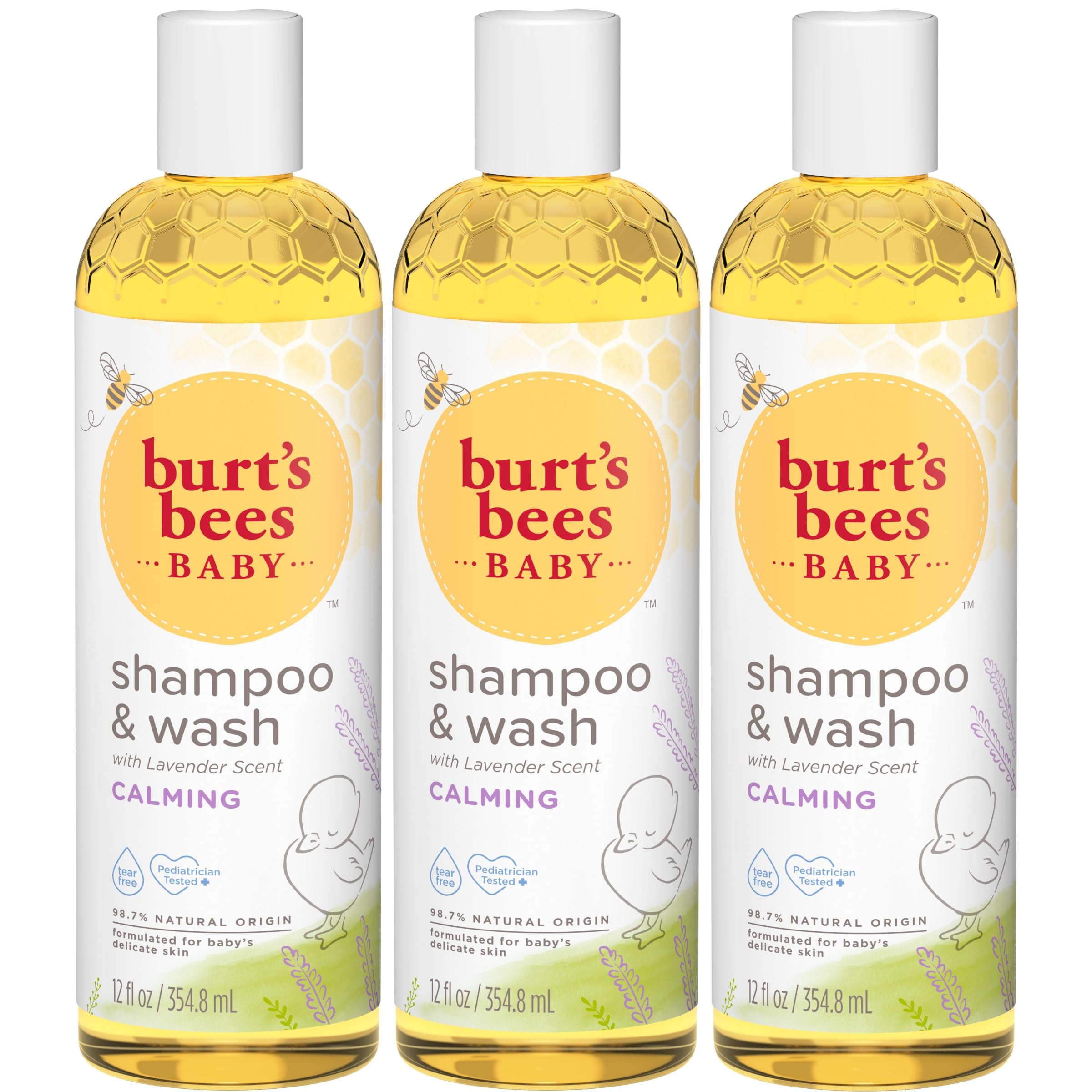 Burts Bees Baby Shampoo & Wash Lavender Calming Tear Free Baby Soap12 Fl Oz (Pack of 3)