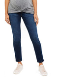 Motherhood Maternity Womens Indigo Blue Sustainable Secret Fit Belly Skinny Leg Maternity Jeans Dark Wash Small