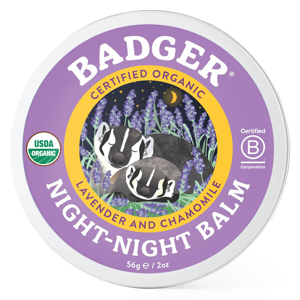 Badger - Night Night Balm Chamomile & Lavender Natural Sleep Balm for Kids Scented Relaxing Balm for Children Kids Organic Sleep Balm 2 oz