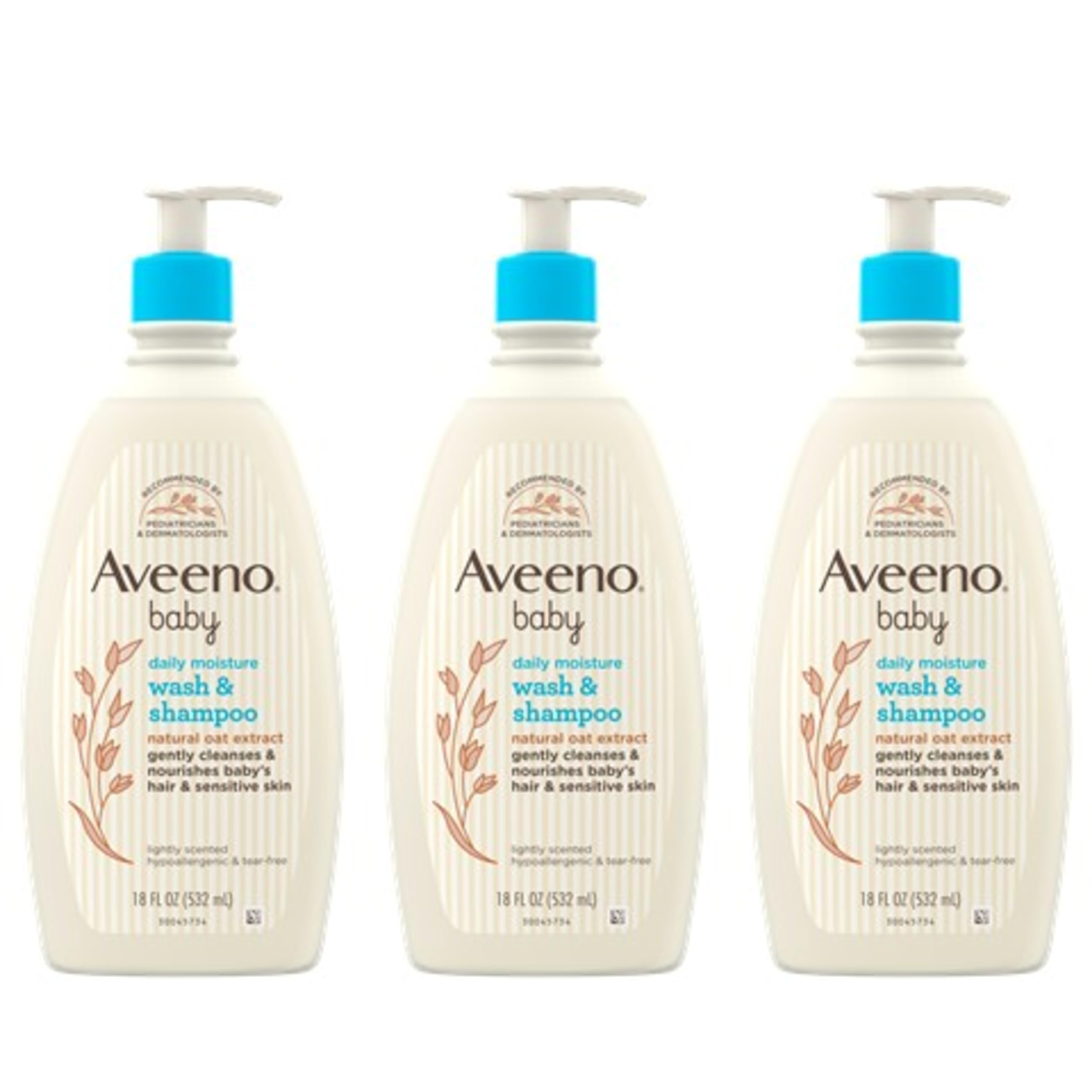 Aveeno Baby Daily Moisture Gentle Bath Wash & Shampoo with Natural Oat Extract Hypoallergenic Tear-Free & Paraben-Free Formula For Sensitive Hair & Skin Lightly Scented 33 fl. oz