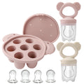 AULEGE Baby Breastmilk Popsicle Molds & Baby Fruit Feeder Baby Food Freezer Tray Storage Containers Silicone Pacifier Feeder for Teething Relief Include 3 Sizes Food Pouches(Rose Pink)