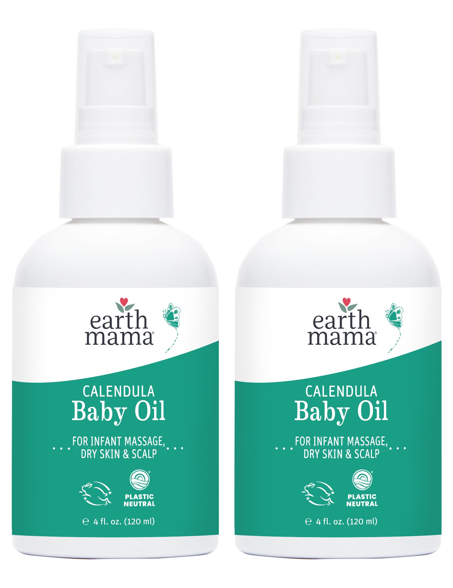 Earth Mama Calendula Baby Oil | Massage Oil for Newborn Skin Care Dry Skin & Scalp Moisturizer Fragrance Free 4-Fluid Ounce (2-Pack)