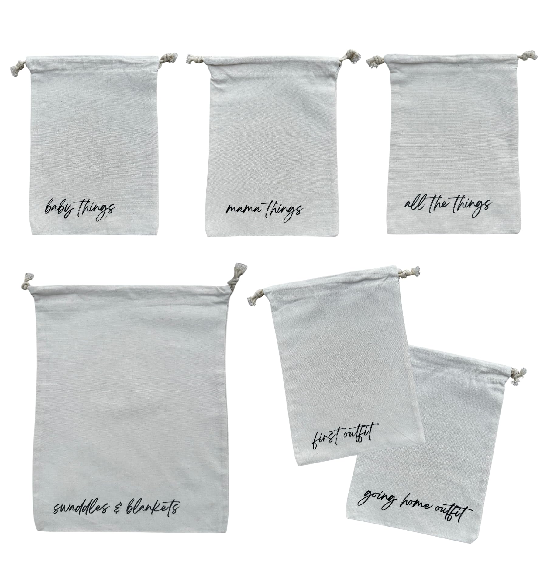 Lucky Love Hospital Bags For Labor and Delivery Diaper Bag Organizing Pouches and Hospital Bag Essentials For Mom (Canvas Drawstring Hospital Pouches)