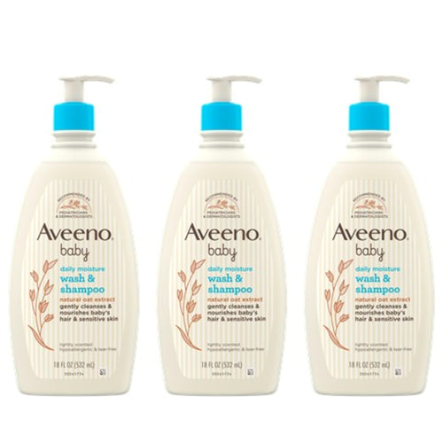 Aveeno Baby Daily Moisture Gentle Bath Wash & Shampoo with Natural Oat Extract Hypoallergenic Tear-Free & Paraben-Free Formula For Sensitive Hair & Skin Lightly Scented 33 fl. oz