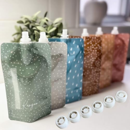 Reusable Baby Food Pouches - Food Storage Pouches for Toddlers & Kids - Applesauce Smoothies Yogurt & Puree Squeeze - BPA-Free Squeeze Pouch Lot de 6 pochettes alimentaires réutilisables